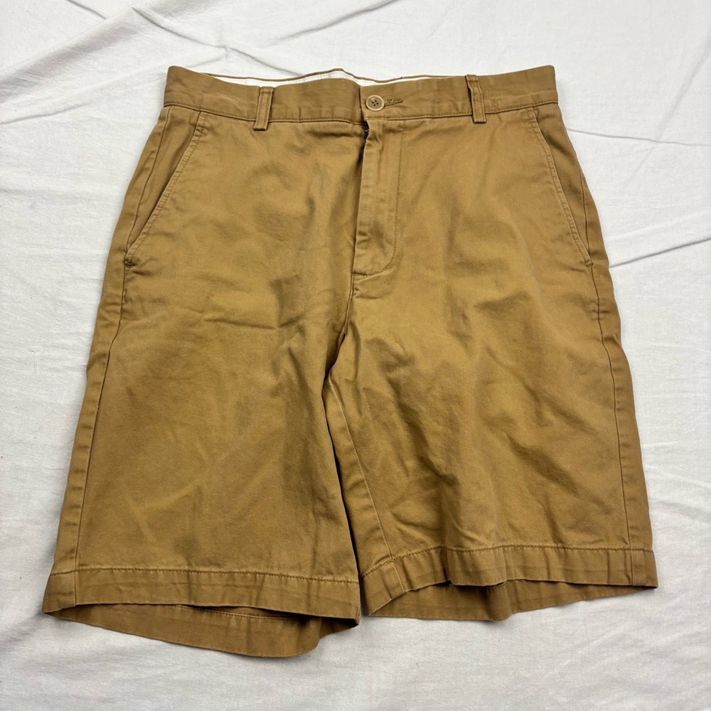 Roundtree & Yorke Casuals Mens Khaki Flat Front Shorts Belt Loops Vietnam 32 W